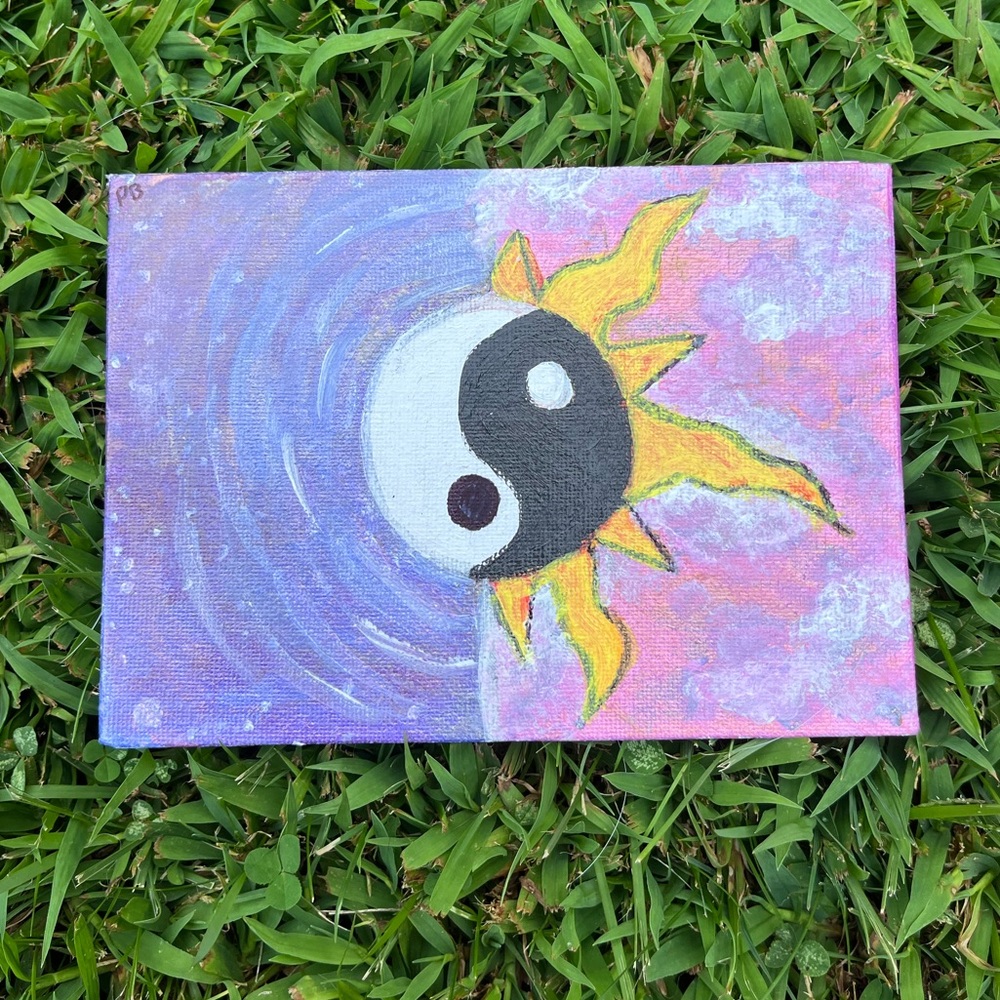 ART small canvas of the sun and mood yinyang inspired :) made by me